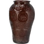 Čokoládově hnědá skleněná váza s reliéfem květin Delight - Ø 15*25 cm - daan kromhout – Hledejceny.cz