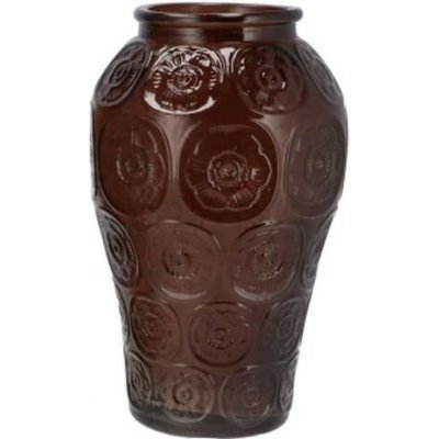 Čokoládově hnědá skleněná váza s reliéfem květin Delight - Ø 15*25 cm - daan kromhout – Hledejceny.cz