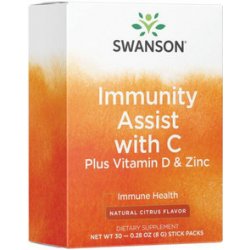 Swanson Immunity Assist with C Plus Vitamin D & Zinc Citrusy, 30 ks, prášek