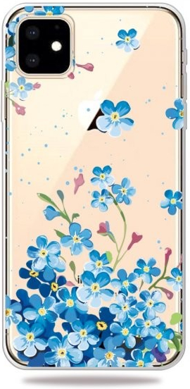 Pouzdro AppleKing měkké transparentní iPhone 11 - modré pomněnky