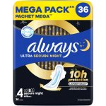 Always Ultra Secure Night hygienické vložky vel. 4 s křidélky 36 ks – Zboží Dáma