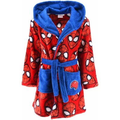 SunCity Dětský fleece župan s modrou kapucí Spiderman – Zbozi.Blesk.cz