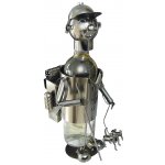 Kovový stojan na víno, turista se psem, 18 x 14 x 25cm – HobbyKompas.cz