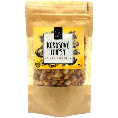 NATU Kokosové chipsy BIO slaný karamel 70 g – Zbozi.Blesk.cz