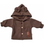 Baby Nellys dětský elegantní pletený svetřík s knoflíčky a kapucí s oušky hnědý – Zboží Dáma