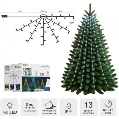 Chomik Světelný hvězdicový řetěz 480 LED, 16x3m, studené světlo – Hledejceny.cz