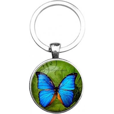 Přívěsek na klíče a kabelku kovový Modrý motýl