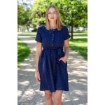 Jsem máma mušelínové kojicí šaty s mašlí tmavě modré s puntíčky – Sleviste.cz