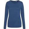 Dámská Trička Just Ts Dámské tričko s dlouhým rukávem Tri-blend námořnická modrá žíhaná