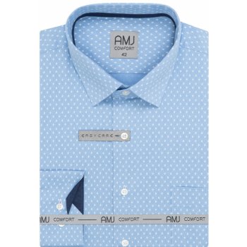 AMJ Comfort pánská košile dlouhý rukáv s drobným vzorem modrá VDBR1318