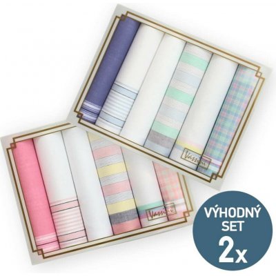 ETEX Výhodná sada dámských látkových kapesníků L19-modré a L19-růžové - 12 kusů – Sleviste.cz