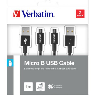 Verbatim 48874 USB/micro USB, 1m + 1m, černý, 2ks – Zboží Mobilmania