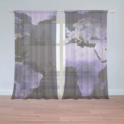 Sablio Záclony Světelná mapa světa: 2ks 150x250cm – Hledejceny.cz