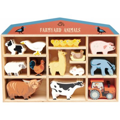 Tender Leaf Toys dřevěná domácí zvířata na poličce 39 ks Farmyard set – Zboží Mobilmania