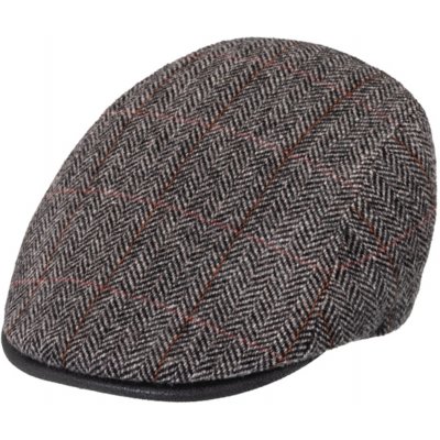 Fiebig Headwear since 1903 Pánská šedá kostkovaná vlněná bekovka rybí kost – Hledejceny.cz