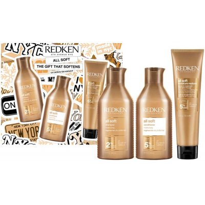 Redken All Soft pro suché a křehké vlasy šampon 300 ml + kondicionér 300 ml + péče 150 ml dárková sada – Zboží Dáma