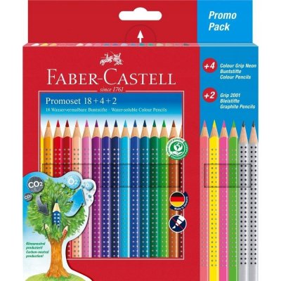 Faber-Castell Grip 2001 18 barev + 4 barvy + 2 grafitové tužky – Sleviste.cz