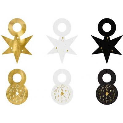 PartyDeco Rozlišovače na skleničky papírové Happy New Year 6 ks – Zboží Dáma