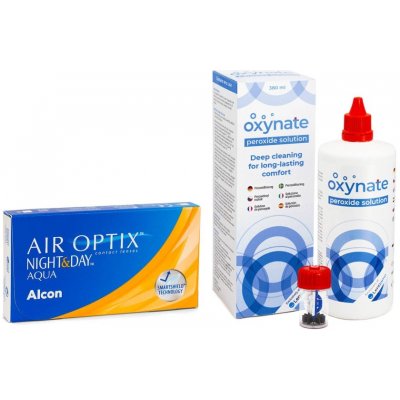 Alcon Air Optix Night & Day Aqua 6 čoček + Oxynate Peroxide 380 ml s pouzdrem – Zboží Dáma