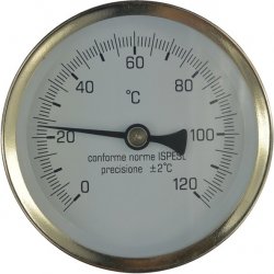 Klum, Teploměr bimetalový DN 80, 0 - 120 °C, zadní vývod 1/2", jímka 50 mm ,PR3052