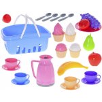 Mikro Trading Sada čajového servisu v košíku s 25ks nádobí a potravinami – Zboží Dáma