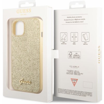 Pouzdro Guess PC/TPU Glitter Flakes Metal Logo iPhone 14 zlaté – Hledejceny.cz