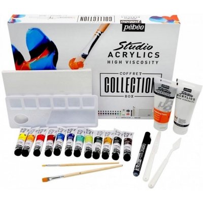 Pebeo Studio Acrylics Box s příslušenstvím 23 ks – Hledejceny.cz