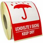 UCHOVEJTE V SUCHU - KEEP DRY lakovaná papírová samolepka role 500ks 120x80 mm – Hledejceny.cz