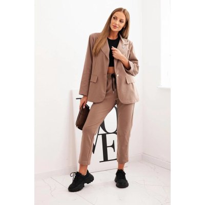 Fashionweek dámský komplet elegantní sako a kalhoty K25392 cappuccino – Zboží Dáma