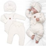 Žebrovaná rostoucí souprava 3D Baby Girl smetanová – Sleviste.cz