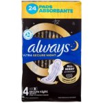 Always Ultra Secure Night Hygienické vložky s křidélky 24 ks – Zboží Mobilmania