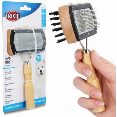 Trixie kartáč oboustranný dřevěný hranatý s kuličkami 10 x 18 cm – Zboží Dáma