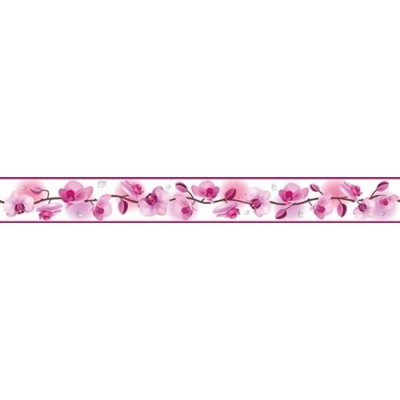 IMPOL TRADE D 58-030-3 Samolepící bordura květy orchidejí růžové, rozměr 5 m x 5,8 cm – Zboží Dáma