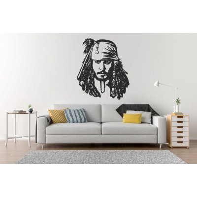 Lepy.cz Samolepka na zeď Jack Sparrow, rozměry l02x120cm Ledová modrá