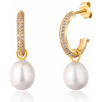 JwL Luxury Pearls nádherné pozlacené kruhy s pravými perlami JL0771