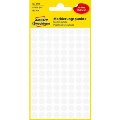 AVERY ZWECKFORM Etikety kulaté 8 mm bílé 416 etiket bal 4 list – Zboží Dáma