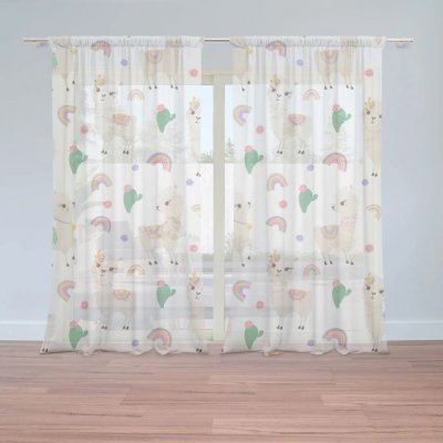 Sablio Záclony Roztomilé lamy: 2ks 150x250cm – Hledejceny.cz