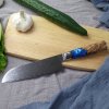 Kuchyňský nůž IZMAEL Damaškový kuchyňský nůž Hakusan Santoku/Modrá 17.5 cm