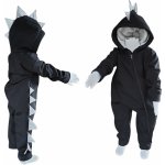 Dětská softshellová kombinéza s fleecem, černá s šedými ostny – Zboží Mobilmania