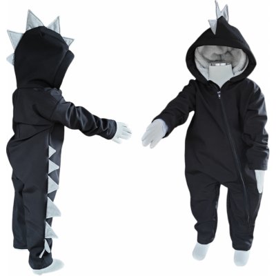 Dětská softshellová kombinéza s fleecem, černá s šedými ostny – Zboží Mobilmania