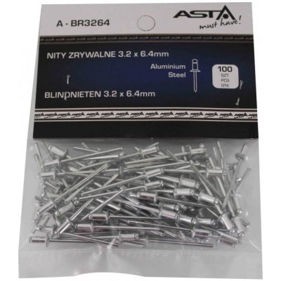 ASTA Trhací nýty hliník-ocel 3,2x6,4 mm 100 ks Asta, A-BR3264/100 – Sleviste.cz