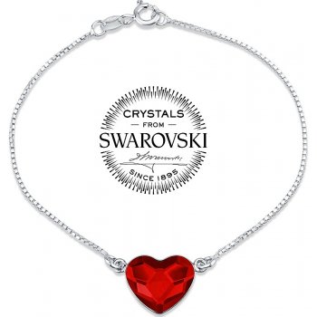 SILVEGO stříbrný se Swarovski Crystals srdce červené VSW063B