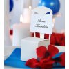 Svatební cukrovinka PartyDeco Krabička židlička na svatební mandle bílá 10 ks - krabičky na svatební mandle