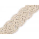 Bavlněná krajka / vsadka paličkovaná šíře 40 mm, střední, 2 béžová světlá (bal. 13.5) – Zboží Dáma