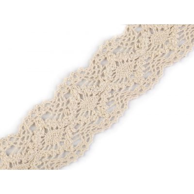 Bavlněná krajka / vsadka paličkovaná šíře 40 mm, střední, 2 béžová světlá (bal. 13.5) – Zboží Dáma