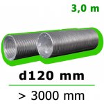 Mikawi Flextube Flexibilní hliníkové potrubí 120 mm x 3000 mm 59-0058 – Sleviste.cz