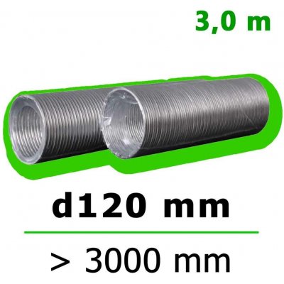 Mikawi Flextube Flexibilní hliníkové potrubí 120 mm x 3000 mm 59-0058 – Sleviste.cz