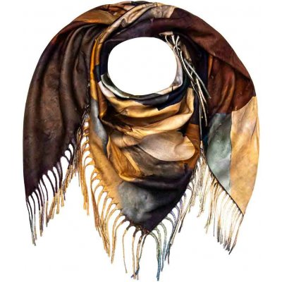 Biju Dámský hřejivý šátek hnědé květy 7200801-5 – Zboží Dáma