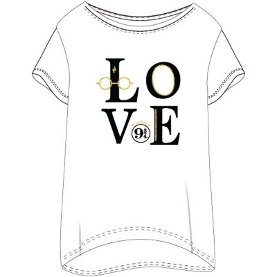 E plus M Harry Potter Love dámské dlouhé bavlněné triko na spaní/noční košile bílé – Zboží Mobilmania