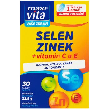 MaxiVita Selen + zinek + vitamin C a E 30 tablet